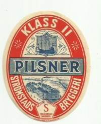 Pilsner Klass II -  olutetiketti Litografiska Ab Norrköping
