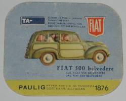 Fiat 500 belvedere Paulig keräilykortti