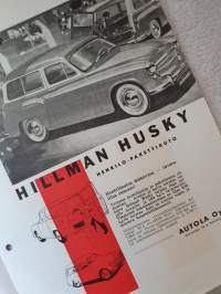 HILLMAN -minx de luxe saloon, -station wagon, -husky ja SUNBEAM rapier -myyntiesite. AUTOLA Oy