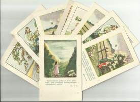 Raamatunlauseella varustettuja signeerattuja postikortteja 10 kpl erä  - postikortti kulkematon