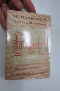 Linhof Passport - Besitzurkunde - Certificate of ownership - Titre de possession - Certificado de posesión -takuutodistus