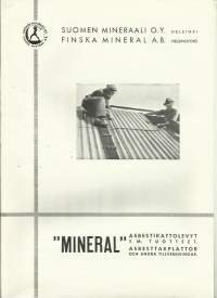 Mineral asbestikattolevyt  - tuoteluettelo 1939      4 sivua