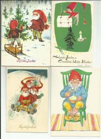 Irma Salmi sign - joulukortti sign taiteilijapostikortti  postikortti kulkenut nyrkkipostissa 4 kpl erä