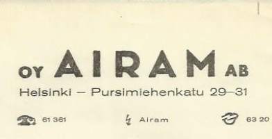 Airam Oy Helsinki 1950  -   firmalomake
