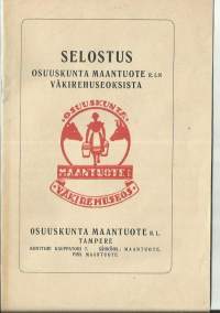 Selostus Osuuskunta Maantuote väkirehuseoksista  1927