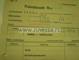 Valtionrautatiet -pakettikortti Friitalan Nahkatehdas Oy Ulvila