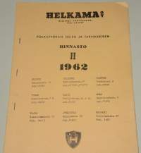 Helkama Oy Polkupyörän osien ja tarvikkeiden hinnasto II 1962