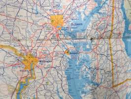 Gulf Pennsylvania and Delaware, Maryland, Virginia, West Virginia Tourgide map -tiekartta
