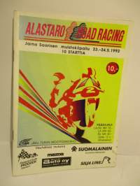 Alastaro Road Racing 23.-24.5.1992 Jarno Saarisen muistokilpailu -käsiohjelma - RR race program - Jarno Saarinen Memorial