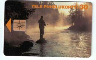 Puhelinkortti  30 Mk. Tele / Kuusamon matkailu. Kuva Juha Jormanainen 1.1.1995.