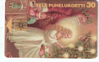 Puhelinkortti 11.1995, Tele  Hyvää joulua  1800-luvun joulukortilla. Kortti Orvo Bogdanoffin  kokoelmista