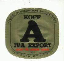 Koff  A IV A Export   olut  - olutetiketti