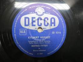 Decca SD 5316 Metro-Tytöt ja Decca-yhtye Rakas, Rakas, Rakas / Kylmät huulet -savikiekkoäänilevy / 78 rpm record