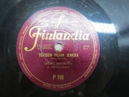 Finlandia P116  Georg Malmstén ja NEA-kvintetti Totisen Pojan Jenkka / Pieni Laulu-valssi -savikiekkoäänilevy / 78 rpm record