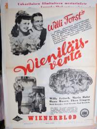 Wieniläisverta - Wienerblod, Willi Forst, Willi Fritsch, Maria Holst, Hans Moser, Theo Lingen, 1942 -elokuvajuliste / movie poster