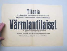 Värmlantilaiset, Tor Weijden &amp; Anna Nilsson, elokuvateatteri Titania -elokuvajuliste / movie poster