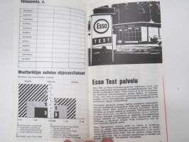Esso - auton kirjanpito ja  Esso Test huoltoasemaluettelo 1.1.1974