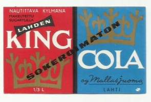 King Cola Sokeroimaton -  juomaetiketti