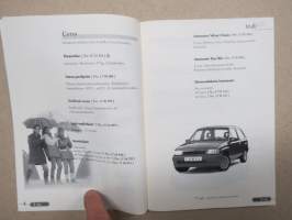 Opel 1998-99 lisävarusteluettelo vanhemmat Opel-mallit -myyntiesite / sales brochure