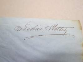 Fredric von Rettig -nimikirjoitus / autograph + Ex Libris (piirtänyt Carl Armfelt 1890)