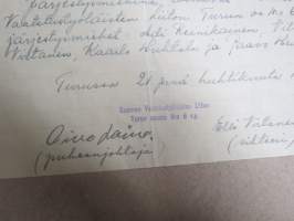 Huvilupa - anomus &amp; päätös - Illanvietto, Turun Työväentalon sali, Suomen Vaatetustyöläisten Liitto Turun os nr 6, 21.4.1948