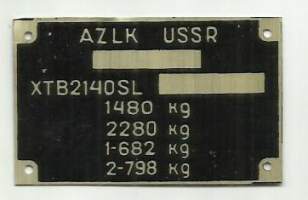 AZLK USSR laitekilpi  XTB2140SL