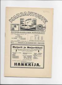 Karjantuote - Maitotaloudellinen aikakausilehti 1919 nr 8, karbidin käyttö valaistukseen, markkinatietoja, mainoksia