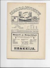 Karjantuote - Maitotaloudellinen aikakausilehti 1919 nr 9, alkoholin käymisestä, onko, margariinin valmistus, mainoksia