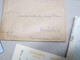 Talvisodanaikainen pilapiirros, potilaan piirtämä ja signeeraama 3.3.1940 antanut sairaanhoitaja L.R.:lle, Sotasairaalassa, Cygnaeuksen kolu, Jyväskylä