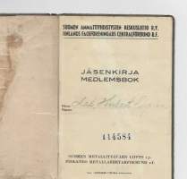 Suomen Metallityöväen liitto jäsenkirja 1947  nr 114584   ei merkintöjä