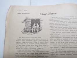 Säästäjä 1938 nr 9, sis. mm. seur. artikkelit; Tuutulaulu, Voiko koululainen säästää?, Säästölipa-tarian (Jussi Kukkonen), Käsityösivu, takasivulla