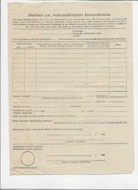 Shekkien ym maksumääräysten ilmoituslomake S-päivä 1.1.1946 - setelinvaihtolomake liittyy setelien leikkaukseen