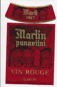 Marlin punaviini Vin Rouge Alko nr 391  - viinaetiketti