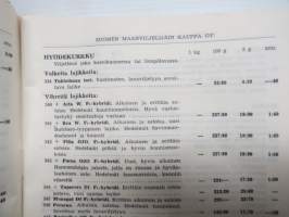 SMK (Suomen Maanviljelijäin Kauppa) 1964 -siemenhinnasto, mainossivut Rotavator Howard Clifford , Landmaster 150, Gardenmaster 80, Ransomes &amp; Norlett