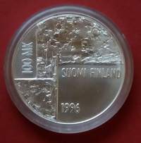 Hopeiset Suomen Juhlarahat - 100 mk - Suomen  kuvataide/ Helene Schjerfbeck - 1996