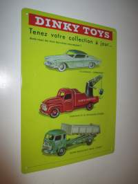 Peltikyltti Dinky Toys. Ranskankielinen. Retro. Atlas Editions + Pikku juliste