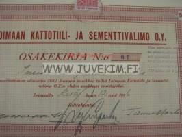 Loimaan Kattotiili- ja Sementtivalimo Oy, Loimaa 1936, 500 mk, Tauno Hartio, nr 60 -osakekirja