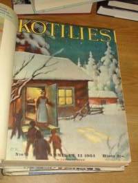 Kotiliesi 1934 -sidottu vuosikerta,Kansikuvitus Rudolf Koivu, upeat kansikuvat näkyvät kuvissa !