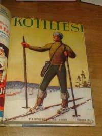 Kotiliesi 1933 -sidottu vuosikerta,Kansikuvitus Rudolf Koivu, upeat kansikuvat näkyvät kuvissa !