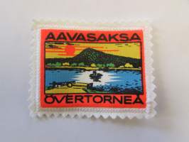 Aavasaksa Övertornea -kangasmerkki / matkailumerkki / hihamerkki / badge -pohjaväri valkoinen