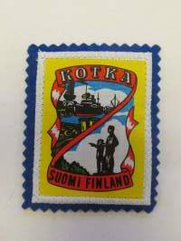 Kotka Suomi Finland-kangasmerkki / matkailumerkki / hihamerkki / badge -pohjaväri sininen