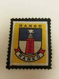 Hanko Hangö-kangasmerkki / matkailumerkki / hihamerkki / badge -pohjaväri musta