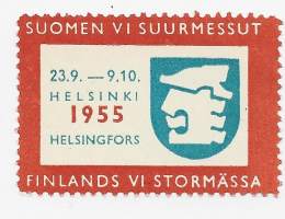 Suomen VI Suurmessut  Helsinki 1955  - kirjeensulkija kirjeensulkijamerkki