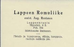 Lappeen Romuliike Lappeenranta 1931- firmalomake