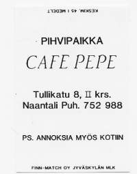 Cafe Pepe Naantali-  tulitikkuetiketti
