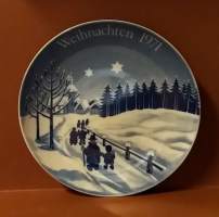 Joululautanen - Weihnachten 1971. Posliini, Saksa , keräilylautanen (Vintage Christmas Plate,  Germany, Jultallrik, Porcelain, Weihnachtsteller)