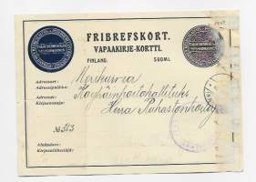 Fribrevskort Vapaakirje-kortti 1919