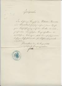 ( Kuninkaallinen kaivostarkastus )Königliche Berg-Inspection Clausthal - kirje asiakirja 1881