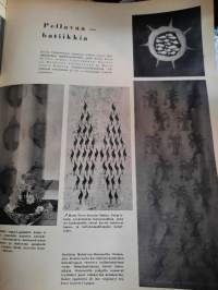 Omin Käsin 3/1966 pellavaa-batiikkia, Vihdin seimellä, Sallin kaksi päärakennusta, tekstiilejä taidemuseon suojissa