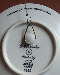 Keräilylautanen - Andreas Alariesto 1980 nr. 6. Seinälautanen, taidelautanen. (Vintage,  Scandinavian Porcelain, , collecting plate)